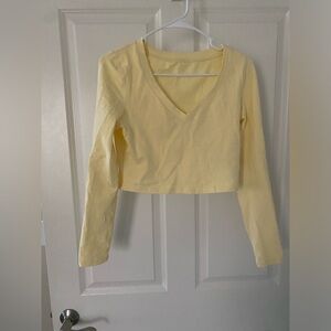 SHEIN BASICS Yellow Crop Top